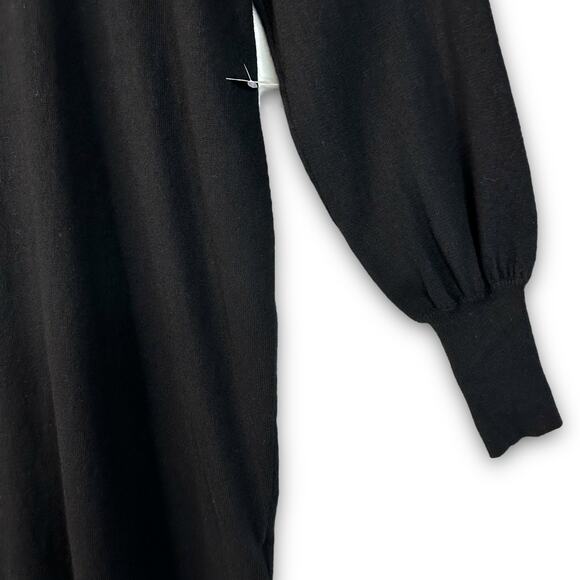 NEW WAYF Turtleneck Knit Sweater Dress Mini Length Balloon Sleeve Black Medium - Picture 4 of 7
